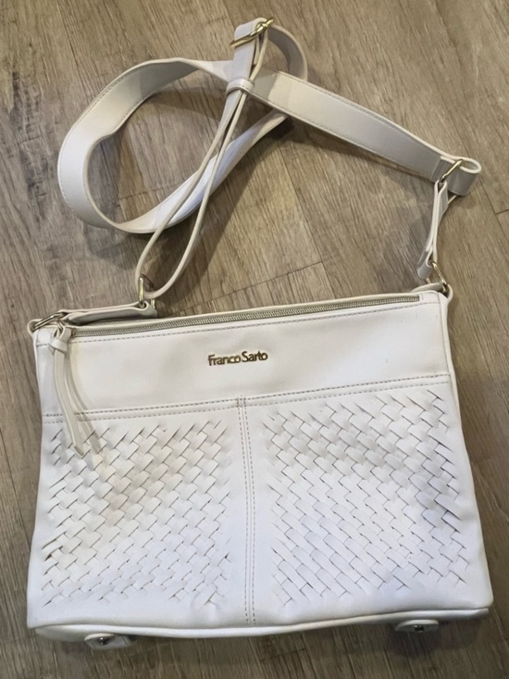 Franco Sarto White Woven Crossbody Bag NWOT